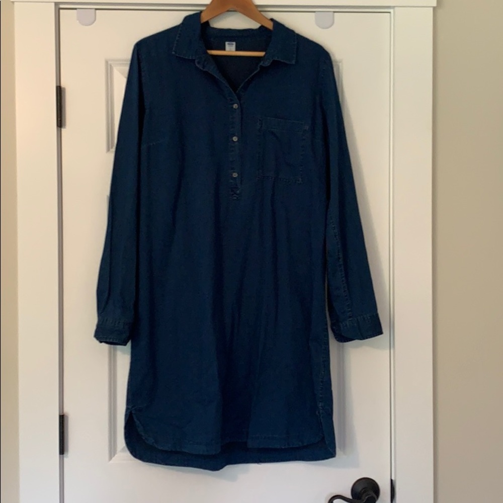 Women’s Dark Wash Chambray Blue Demin Shirt Dress